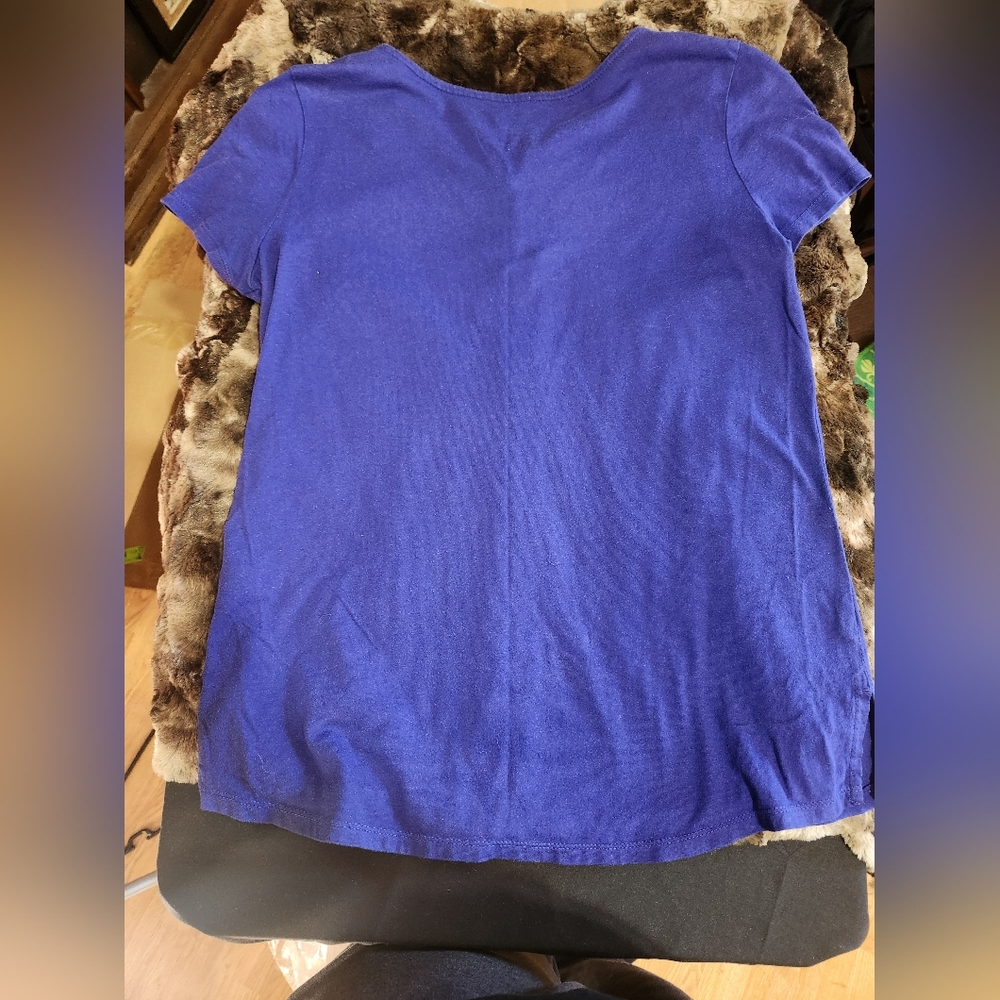 St. John's Bay Blue Embroidered Short Sleeve Top Size S - Picture 6 of 6